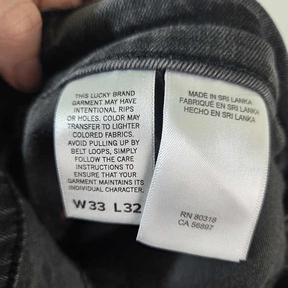 Men’s Lucky Brand 110 Slim Fit Burnout Black Denim Jeans Size W33 L32 - Picture 12 of 14